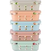 GENICOOK Glass Meal Prep Containers 5 Set, 4.4 Cup Airtight Leakproof Lids, Borosilicate Glass Food Storage Containers, Microwave Oven Freezer Safe, BPA Free Lunch Containers