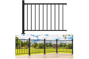Egadis 36 in. H x 4 ft. W Porch and Deck Railing Kit, Aluminum Railing Kit, Black Textured Powder-Coat Finish Rail System for Outdoor Decks, Porches & Balconies(1 Post, 1 Panel)