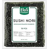 Tasjin Sushi Nori Sheets| 10 Full Size Sheets |Roasted Seaweed for Maki and Hand Rolls| Non-GMO and Gluten Free| Product of T