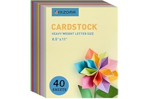 ZKKZOMA 40 Sheets Cardstock Paper,8.5 x 11 Letter Size 10 Colors 65lb Thick Printer Paper for Invitations, Menus, Scrapbookin