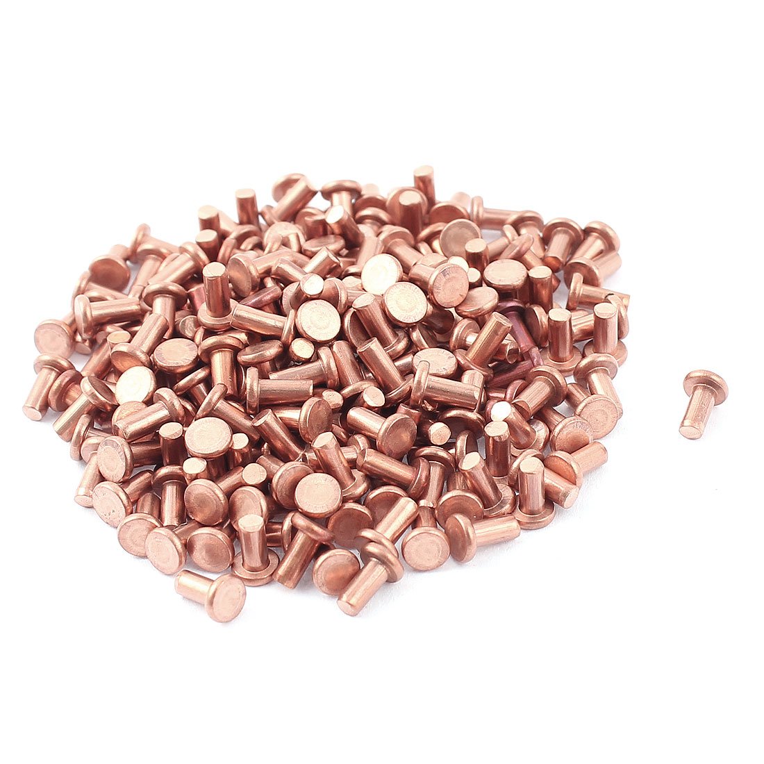 Sourcingmap 200 Pcs 3/32" x 13/64" Flat Head Bolts Copper Solid Rivets Fasteners