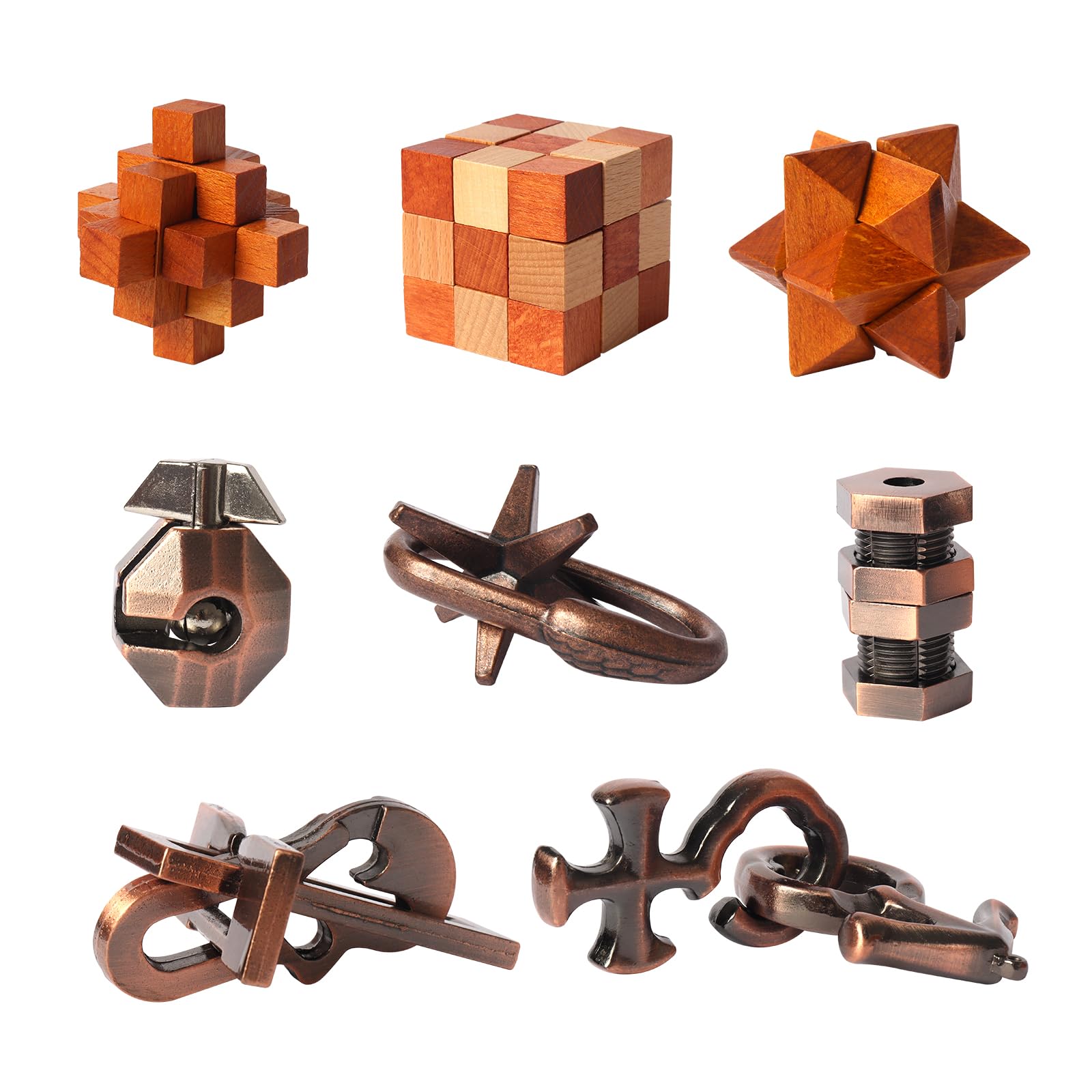 Photo 1 of * factory sealed *
8pcs Puzzles Toys Wooden and Metal Brain Teaser Puzzles Game for Adults Kids Unlock Interlocking Puzzle IQ Education Puzzle Gift