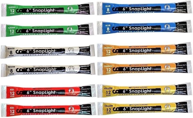 Cyalume 9-00741 Snap Light Stick 6 Inch 12 Pack Red White Blue Green Yellow