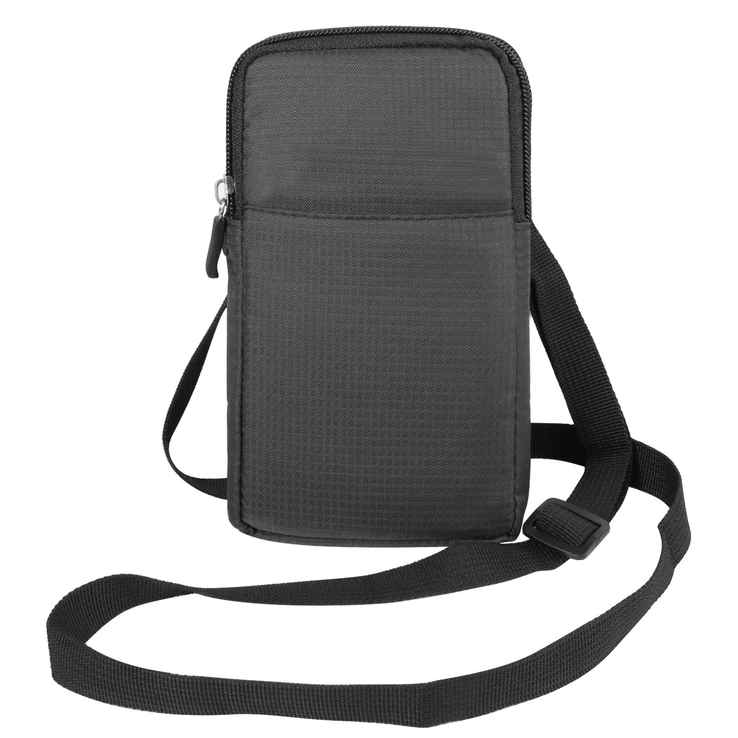 Nylon Vertical Belt Clip Pouch Crossbody Bag Compatible for Apple iPhone 14 13 12 Pro Max/Google Pixel 7 6 Pro/Xiaomi 12 Pro/Redmi Note 11 Pro (Dark Grey)