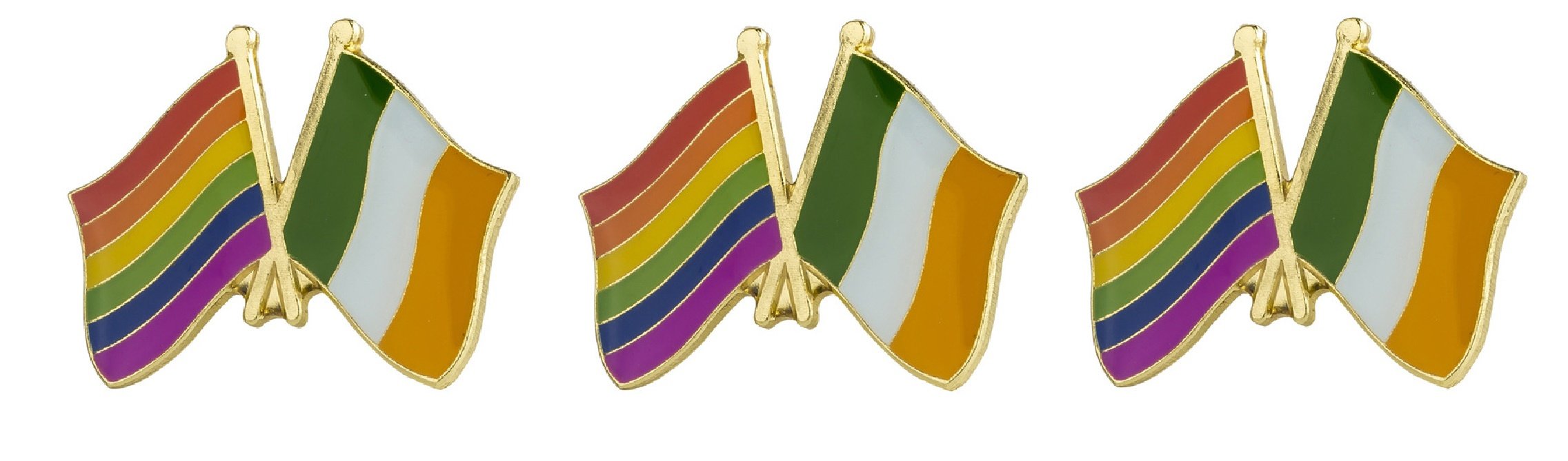 Tanto Badges Set of 3 x Flag of Ireland Irish Tricolour flag and Rainbow Gay Pride LGBT flags