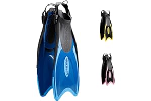 Cressi Palau Adjustable Open Heel Snorkeling Swim Fins Blue