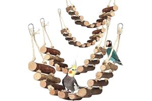 CEDAR ALPHA 4Pk 20" Natural Ladder, Hermit Crab,Bird Swing Ladder Chewing Toys Hanging,Pet Bird Cage Rodents Parakeet Ladder Bridge