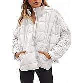 GeGekoko Women's Lightweight Oversized Long Sleeve Zip Water Resistant Packable Puffer Jacket Warm Short Winter Coat