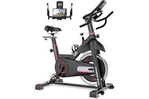 Exercise Bike, CHAOKE Indoor Cycling Bike with Heavy Flywheel, Comfortable Seat Cushion, Silent Belt Drive, LCD Monitor for Home Gym Cardio Workout Training