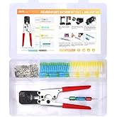 JRready ST6488-12-100 IP68 Waterproof Heat-Shrinkable Splice Kit 100Sets Butt Crimp Splices16-12AWG with PVDF Tubes Butt Splice Connectors with ACT-232 Crimp Tool G411 Go-No Go Gauge