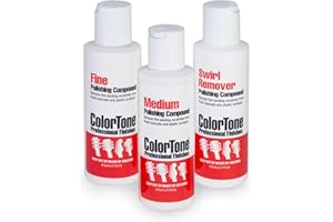 ColorTone Polishing Compounds, Set of Three (Medium, Fine and Swirl Remover) 4-oz Bottles – High-Gloss Guitar Finish Restorer – Removes Fine Sanding Scratches & Buffing Marks