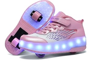 HOVERKICKES LED Roller Skate Shoes for Kids Boys Girls Light Up Roller Sneakers with Detachable Wheels Rechargeable Flashing Wheeled Shoes