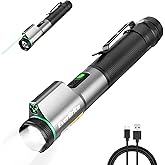 EverBrite Rechargeable EDC Flashlight with White Light and Green Beam, 500 Lumens Zoomable LED Flash Light, Magnetic Work Light with Pocket Clip and USB-C Cable, for Repair Working Camping Emergency