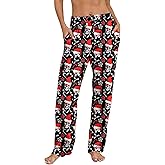 ALISISTER Christmas Pajama Pants for Women Print Pj Bottoms Drawstring with Pockets S-XXL