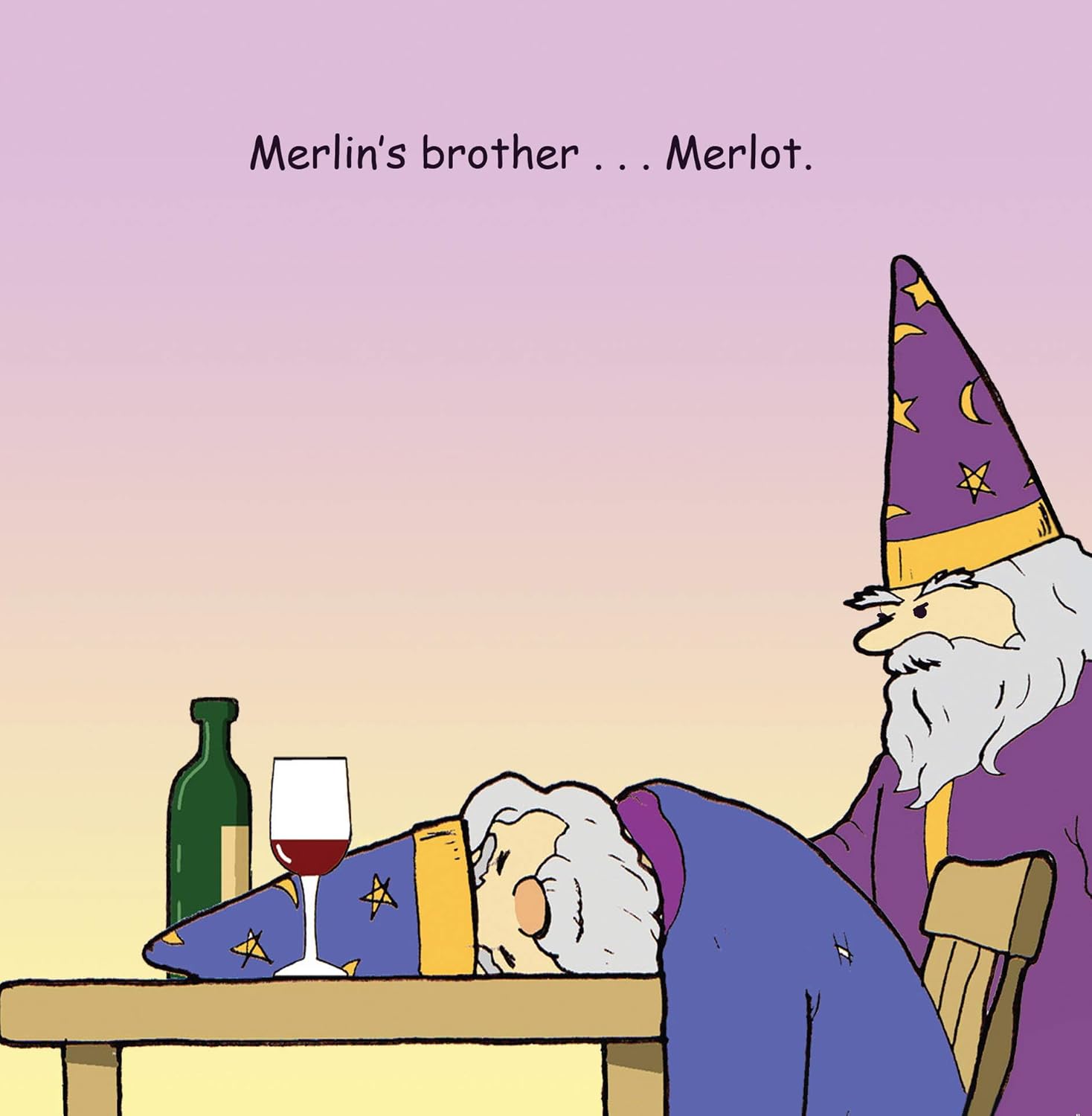 Twizler Funny Card with Merlin, Merlot and Wine, Blank Inside, Humour Happy Birthday Card, Anniversary, Good Luck, Thank You