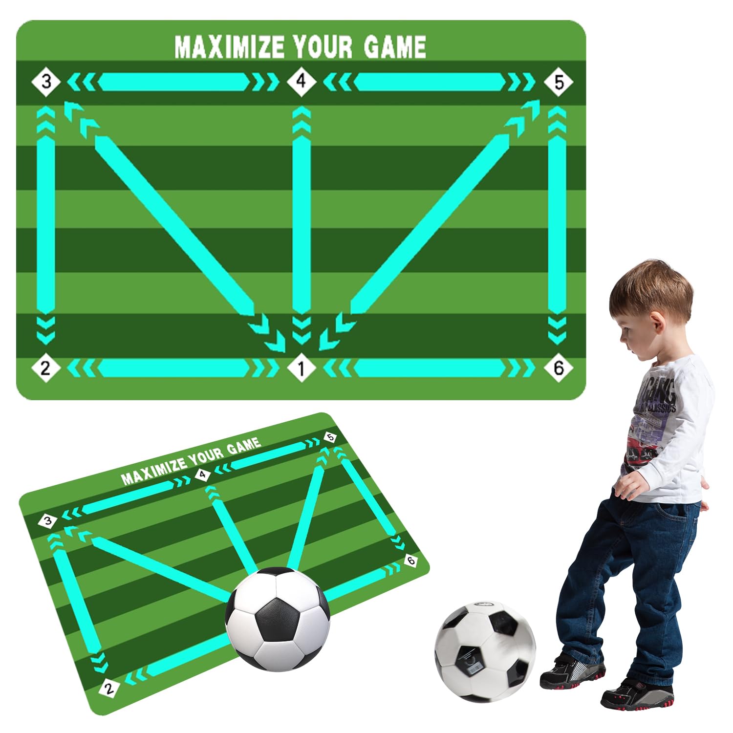 Football Training Mat, Non-Slip Shock Football Mastery Mat Large Footballs Mats Ball Control Dribble Mats Soccer Training Equipment for Kids Adults Indoor (Green)