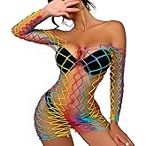 Kimfeng Womens Lingeries Fishnet Lingerie for Women Sexy Club Outfit Fishnet Bodycon Dress Chemise Babydoll
