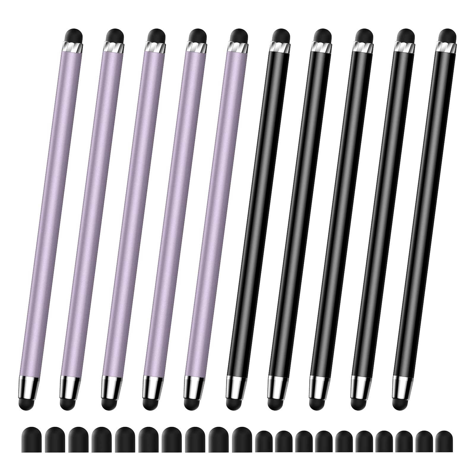 Photo 1 of 10 PCS Stylus,Stylus Pen for Touchscreen,Stylus 2-in-1 High Sensitivity & Precision Suitable for Touch Screens of iPhone/ipad/Android Tablets(10 Stylus Pen Purple/Black + 20 Tips)