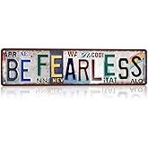 CHCdecor Vintage License Plate Street Sign Metal Sign Be Fearless Girl Boss Motivational Wall Decor For Gym Teen Girl Room Office 16x4 Inch