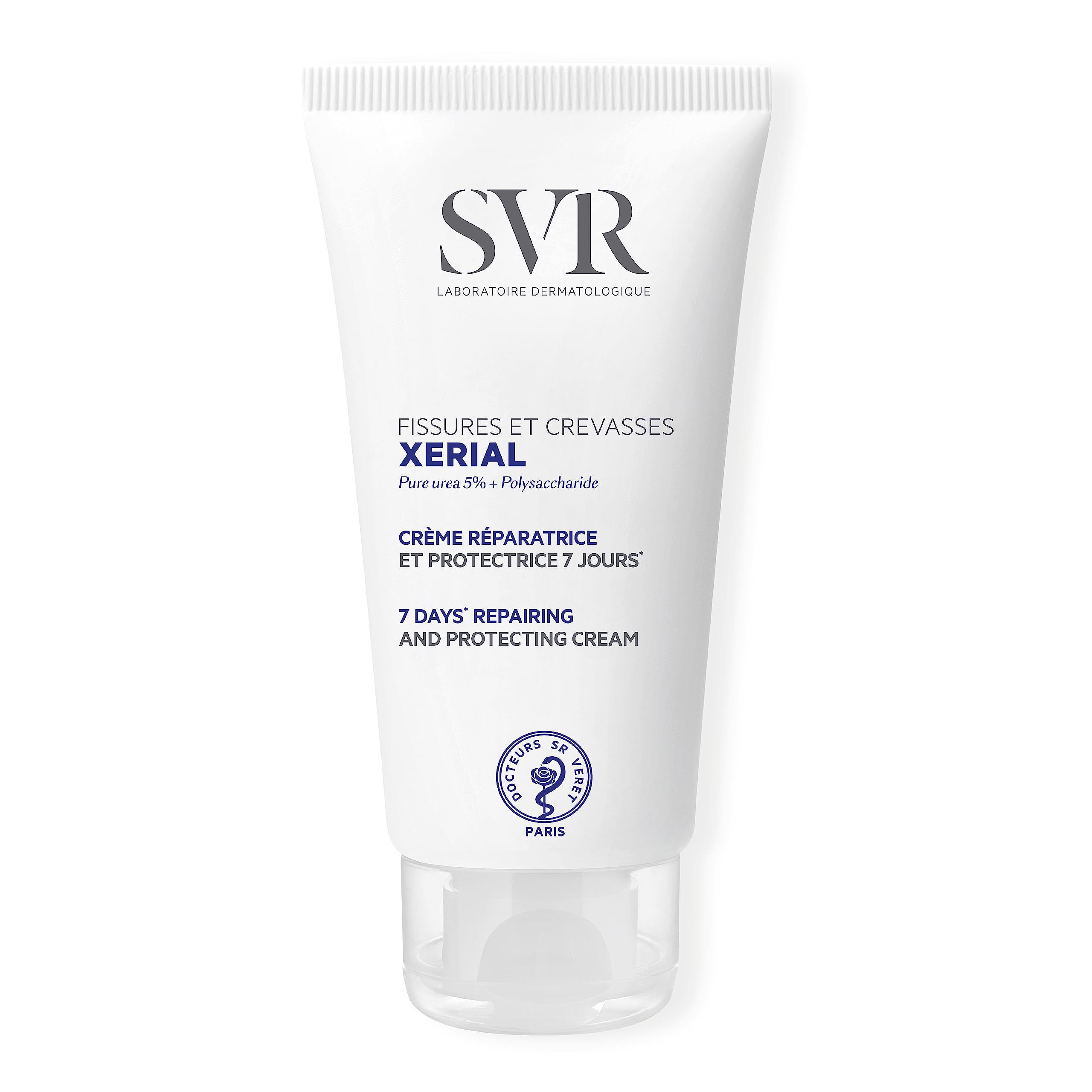 SVR XERIAL Cracked Foot Cream for Split Heels and Damaged, Sore, Hard-Working Skin, Protecting 24hr Moisturiser, Repairs Fissures in 3 Days, 50ml
