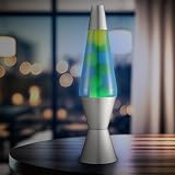 Lava Lamp 2124 Green Wax Blue Liquid Silver Base Cap 14.5 inch view 5