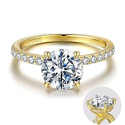 SMILEST 925 Sterling Silver Rings for Women, 14K