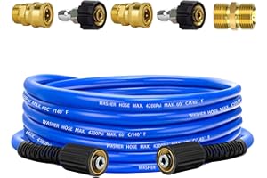 VIHEG Pressure Power Washer Hose 25 FT x 1/4", Super Flexible Kink Resistant Car Washer Replacement with M22 Fittings & 3/8" Quick Connect Adapters, 4200PSI
