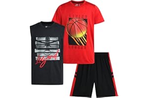 Pro Athlete Boys' Active Shorts Set - 3 Piece Dry Fit T-Shirt, Tank Top & Basketball Shorts - Activewear Set for Boys (8-16)