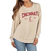 chicka-d Women's Burnout Hi-lo Campus Crewneck Fleece Sweatshirt | NCAA Arch Over Icon Neutral