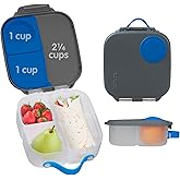 b.box Mini Lunch Box, 4.25 Cup Leak Proof Bento Box for Kids Ages 3+, 3 Compartment Snack Containers, School Lunch Container, Dishwasher Safe, BPA-Free, PFAS-Free - Blue Slate