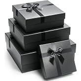 Giftilious Black Gift Box with Lids &ndash; A set of 4 Elegant Gift Boxes for Presents, Sturdy Nesting Design for Father's Day, Anniversaries, Birthday, Wedding, Ready to Gift &ndash; No Assembly Required