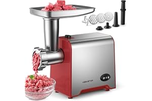 KEENSTAR Electric Meat Grinder, Sausage Stuffer Maker 450W Food Grinder with Blade & 3 Plates, Sausage Stuffer Tubes & Kubbe 