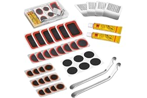 LECHI Bike Tire Repair Kit - Bycicle Inner Tube Puncture Patch Kits with 39PCS Vulcanizing Patches,Metal Rasp,Tire Lever