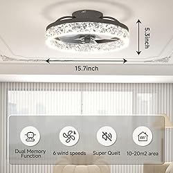 VOLISUN Fandelier Ceiling Fans with Light, 15.7in