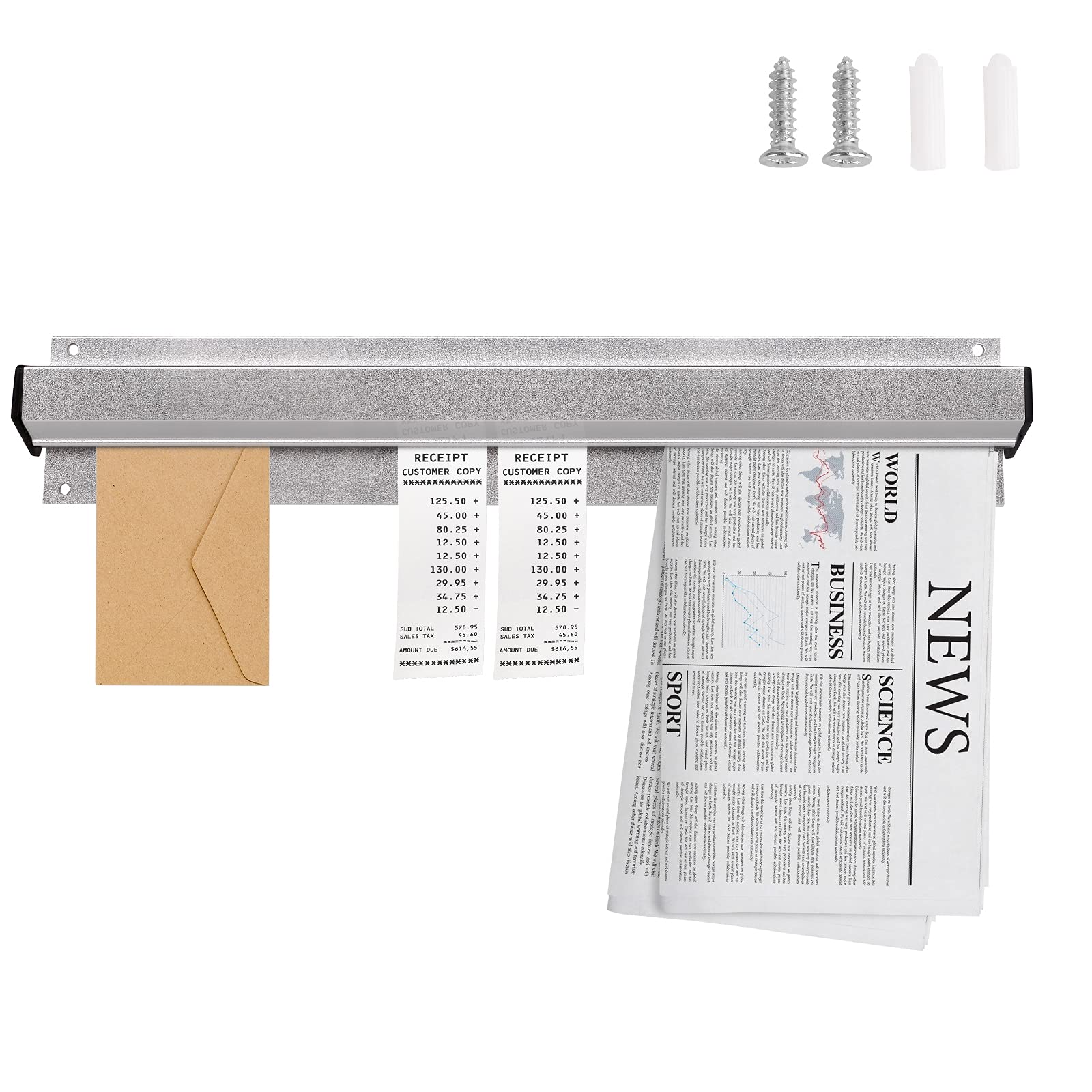 Order Grabber,Aluminum Alloy Ticket Holder, Wall-mounted Bill Holder, 35CM/13.8" Label Grabber, Suitable for Offices, Homes and Hotels