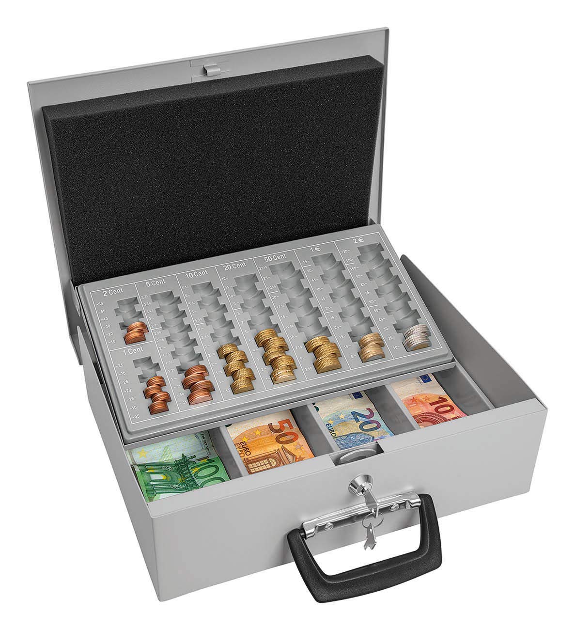 Universal Cash Box with 2 Carry Handles 35.5 x 27.5 x 10 cm light grey (for Euro)