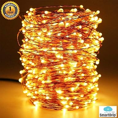 SmartDrip 20 Meters 200 LED USB Powered Copper String Fairy Light, Waterproof, Premium Quality Made of 3 Copper Wires, 1 Year Warranty, Warm White, Indoor/Outdoor, Christmas Tree Decoration