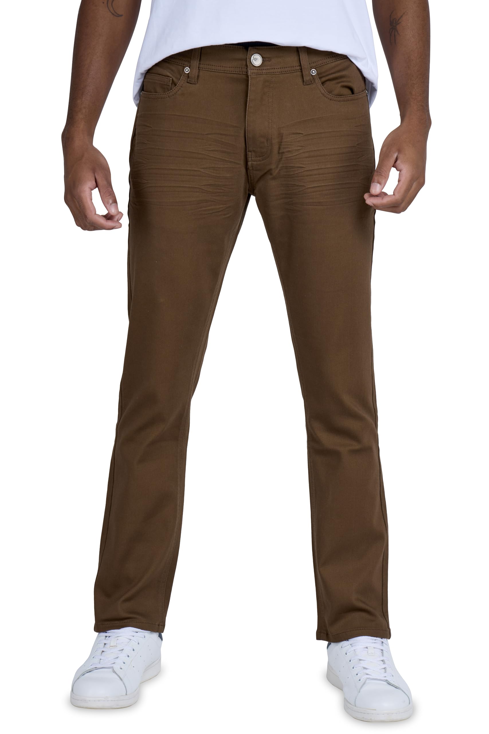 X RAY Jeans Men’s Stretch Pants, Slim Fit Flexible Commuter Colored Denim Jeans, Casual Pants for Men, Tobacco, 36W x 32L