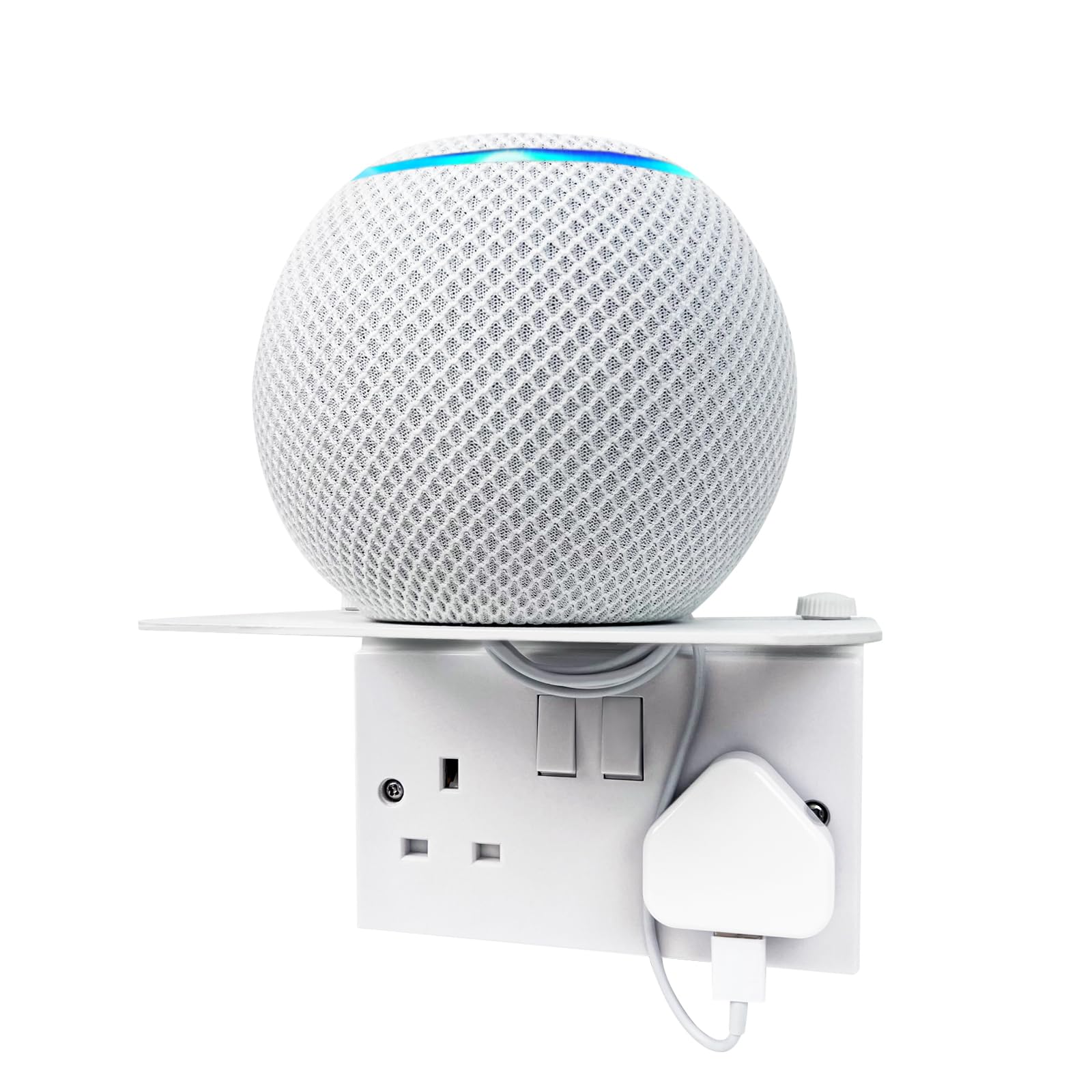 ALLICAVER Double Socket Shelf - Space-Saving Wall Holder for Smart Home Devices & Phones | Quick Install with Included Hardware | Perfect for Kitchen, Bedroom, or Anywhere You Need Extra Space