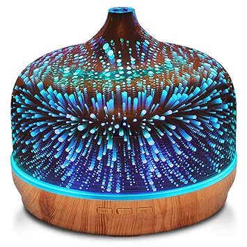 500ml Essential Oil Diffuser 3d Glass Aromatherapy Ultrasonic Humidifier 7 Color Changing Leds Waterless Auto Offtimer Setting Bpa Free For Home