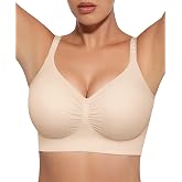 FeelinGirl Women's Bras Wireless Bralettes Seamless Comfortable Unlined Bra | Full coverage women bralette pullover tshirt plus size comfortable unpadded bras ultra stretch comfy daily sleep&amp;lounge White