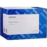 Amazon Brand - Solimo Disposable White Paper Plates for All Occasions, 9" Diameter, 200 Total Count