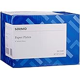 Amazon Brand - Solimo Disposable White Paper Plates for All Occasions, 9" Diameter, 200 Count (4 packs of 50)