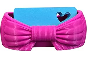 Fuchsia Bow Business Card Holder – Cute Desk Card & Photo Display Stand – 12 cm Decorative Business Card Holder for Desk, Off