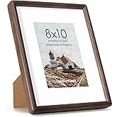 Dreamland 8x10 matted to 5x7 Picture Frame Natural Wood Picture Frames Solid Walnut Wood Picture Frame Handcrafted Rounded Corner with HD Tempered Glass Tabletop or Wall Mount Display, 1 Pack