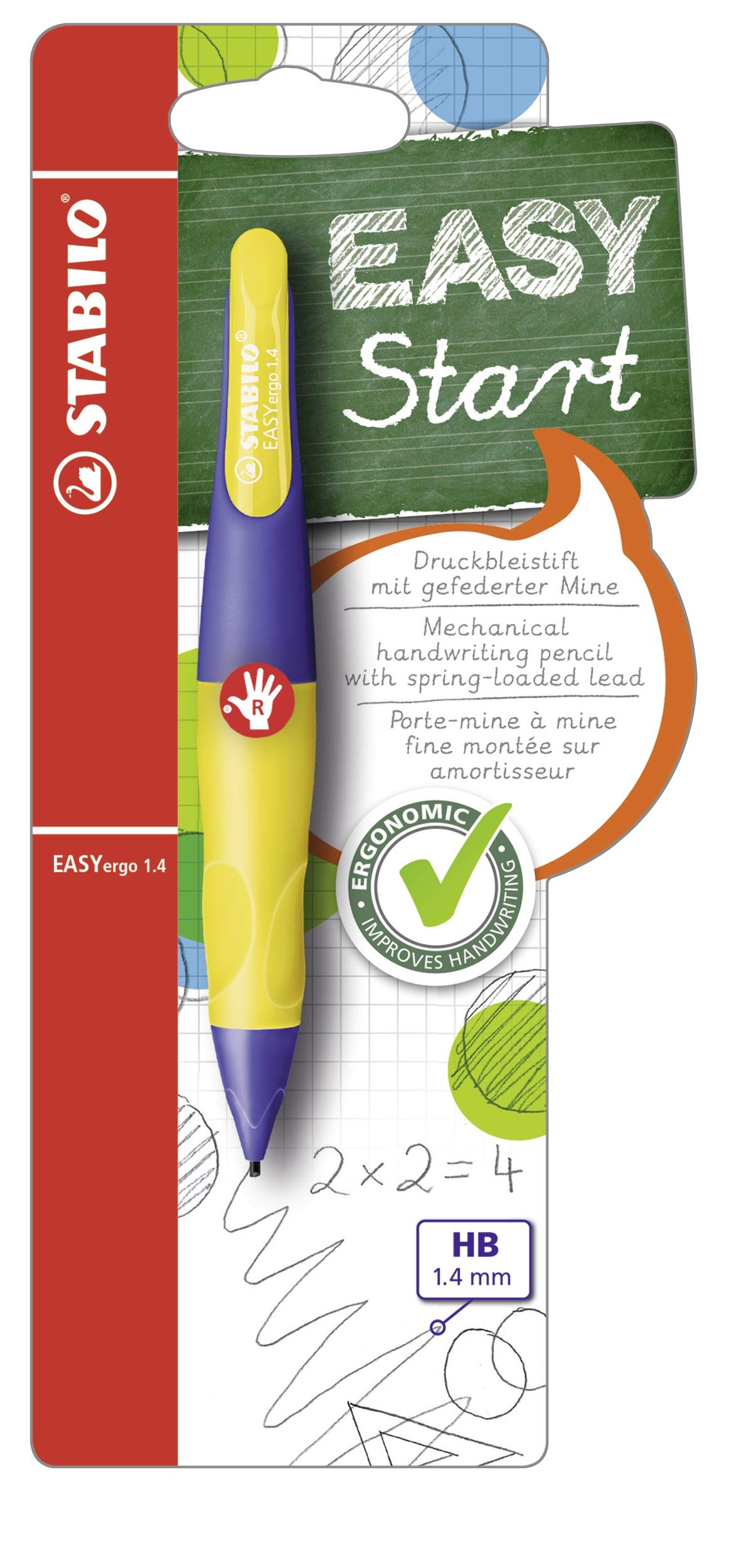 STABILO Handwriting Pencil EASYergo 1.4 - Right Handed - Violet/Neon Yellow
