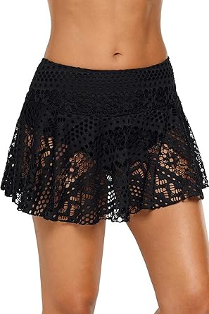 Womens Swim Shorts Lace Crochet Bottom 