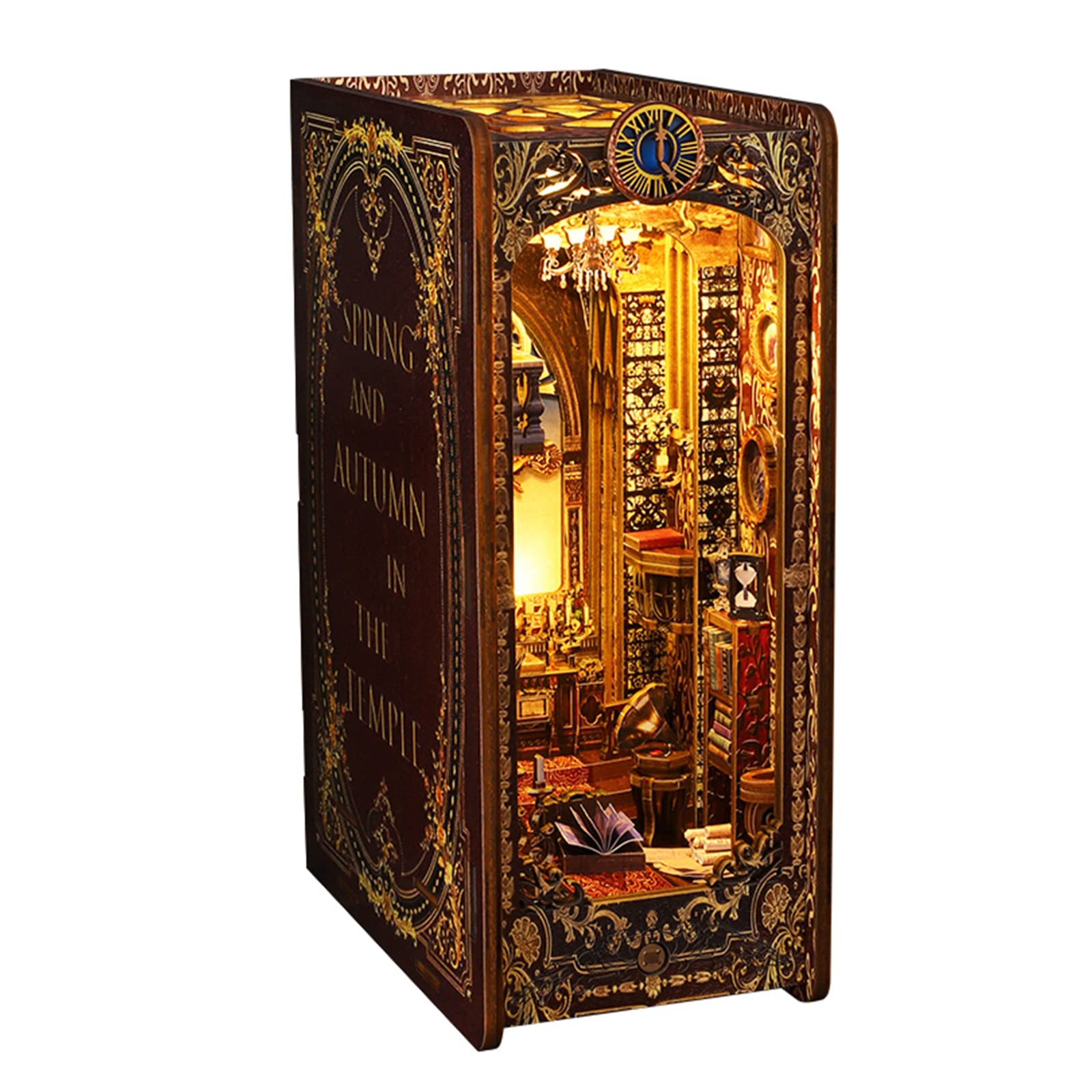 Balakaka DIY Book Nook Kit Bookshelf Insert Bookshelf Decor Wood Bookends Model Building Kit with LED Light 3D Wooden Puzzle Book Nook Inserts Art Bookends Model Kits for Adults and Teens to Build