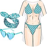 Jeyiour Womens Bikini Shirt Cover up Funny Bandana Headband Retro Sunglasses Eyewear Halloween Party Outfit
