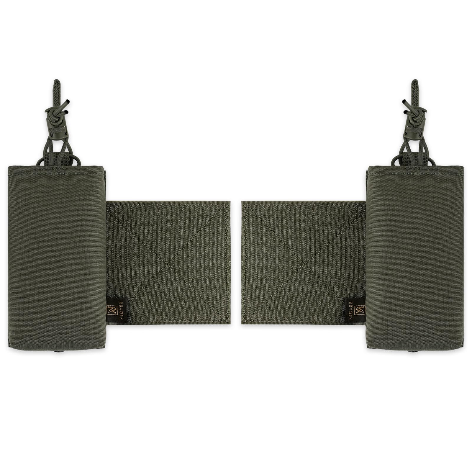 KRYDEX GEAR Magazine Holder Radio Pouch with Hook and Loop Cummerbund Side Mag Pouch Holster for Chest Rig Tactical Vest (Ranger Green)